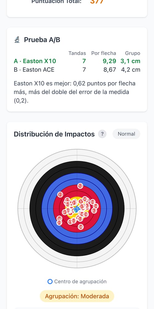 Compará tus flechas en serio — captura de My Next Arrow
