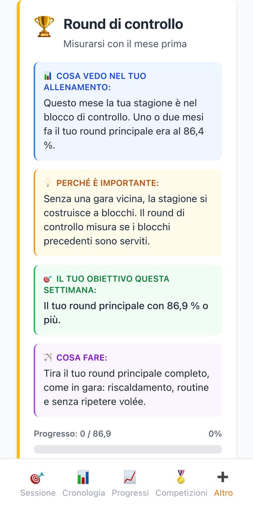 Organizza la tua stagione — schermata di My Next Arrow