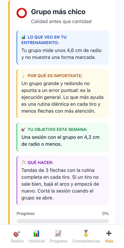Se adapta a tu nivel y a tu ritmo — captura de My Next Arrow