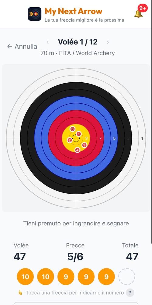 Una volée segnata sul bersaglio da 122 cm in My Next Arrow
